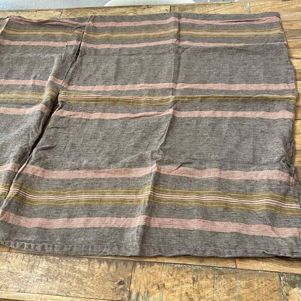 Libeco Belgian Linen Pillow Shams (2) 25 x 35" Red Brown Striped Made Belgium